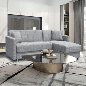 DecHome Divano Angolare 3 posti Moderno con Chaise Longue Letto Estraibile Vano Contenitore in Tessuto Dimensioni 200x134x80 cm colore Grigio - Oasis