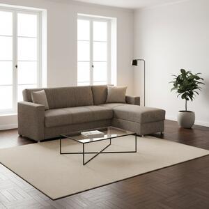 DecHome Divano Angolare 3 Posti Moderno con Chaise Longue Letto Estraibile Vano Contenitore in Tessuto Dimensioni 230x150x80 cm colore Tortora - Dugo