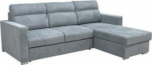 Mebel Divano Angolare 3 posti Moderno con Chaise Longue Letto Estraibile Vano Contenitore in Tessuto Dimensioni 242x177x95 cm colore Grigio - Kendall