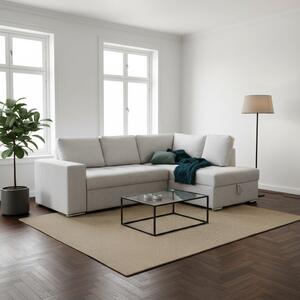 DecHome Divano Angolare 3 Posti Moderno con Chaise Longue Letto Estraibile Vano Contenitore in Tessuto Dimensioni 248x176x92 cm colore Grigio Chiar