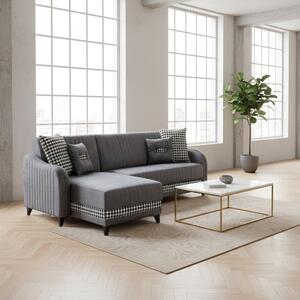 DecHome Divano Angolare 3 Posti Moderno con Chaise Longue Letto Estraibile Vano Contenitore in Tessuto Dimensioni 246x138x92 cm colore Grigio - Laos
