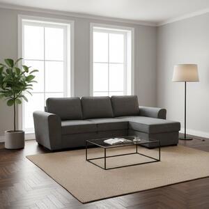 DecHome Divano Angolare 3 Posti Moderno con Chaise Longue Letto Estraibile Vano Contenitore in Tessuto Dimensioni 251.5x90/159.5x86 cm colore Ash G