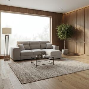 DecHome Divano Angolare 3 Posti Moderno con Chaise Longue Letto Estraibile Vano Contenitore in Tessuto Dimensioni 266x153x98 cm colore Grigio Chiar