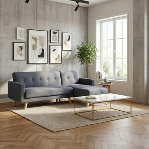 DecHome Divano Letto Clic-Clac 3 Posti Scandinavo con Chaise Longue in Tessuto Dimensioni 176x84x84 cm colore Grigio Scuro - Atene