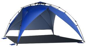 Tenda da Spiaggia Pop Up con Corde e Paletti in Poliestere Blu