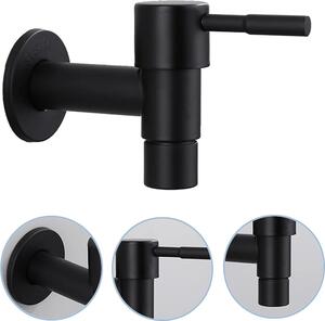 Rubinetto singolo da parete in acciaio inox nero per acqua fredda per cucina - rubinetto da giardino per bagno - rubinetto per lavello - rubinetto per acqua fredda per lavanderia - giardino
