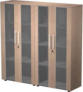 Libreria doppia alta c/ante batt.vetro fumè STYLE cm 162,8x43xH158,2 f