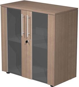 Libreria singola bassa c/ante batt.vetro fumè STYLE cm 82,8x43xH81,4 f