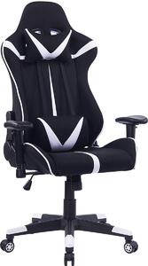Sedia da gioco Happyment Sheffield - Con poggiapiedi - Bianco/nero - Regolabile in altezza - Ergonomica - Con braccioli