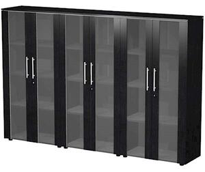 Libreria tripla c/ante batt.vetro fumè STYLE cm 242,8x43xH158,2 finitu