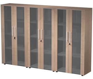Libreria tripla c/ante batt.vetro fumè STYLE cm 242,8x43xH158,2 finitu