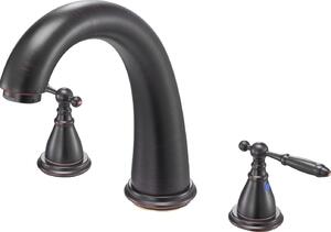 Rubinetto per vasca da bagno romano - Set rubinetteria per vasca - 2 maniglie - Acciaio inossidabile - Bocca alta - Per montaggio a filo - Bronzo