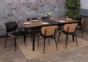 Set di 6 sedie da pranzo HWC-O45, sedia, in legno curvato in Pelle finta 280g/m² Oeko-Tex ~ naturale, nero