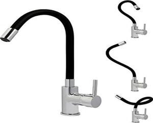 Wastafelmengkraan Koben Traagschuim - Rubinetto da cucina in ottone - bocca incernierata - aeratore invisibile - dado a sgancio rapido - azionamento manuale - altezza 395 mm - sporgenza 180 mm - nero