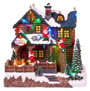 Villaggio Natalizio Casa di Babbo Natale con Luci Musica e Movimento H25,5 cm in Resina
