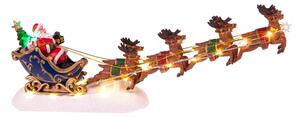 Babbo Natale su Slitta con Renne Luci Led 31,5 cm in Resina