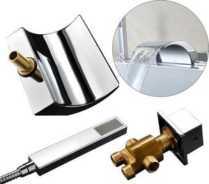 Rubinetto per vasca da bagno a cascata - Rubinetto per vasca da bagno con doccetta - Bocca ampia antispruzzo - Resistente alla ruggine e durevole - Facile da montare