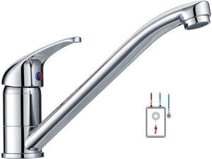 Rubinetto da cucina a 360 gradi in ottone con 3 attacchi per l'acqua, design a caldaia, cromato