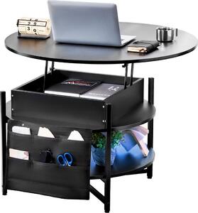 Tavolino da salotto Tavolo rotondo sollevabile 90 cm - Tavolino da caffè - Tavolo da divano - Design moderno - Pratico tavolino
