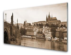 Quadro su vetro Paesaggio del ponte di Praga 100x50 cm