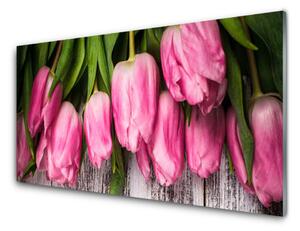 Quadro vetro Tulipani per il muro 100x50 cm