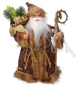 Puntale tessuto Babbo Natale oro e marrone cm Ø22xh30
