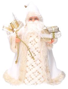 Puntale tessuto Babbo Natale bianco e oro cm Ø22xh30