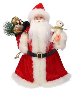 Puntale tessuto Babbo Natale rosso cm Ø22xh30