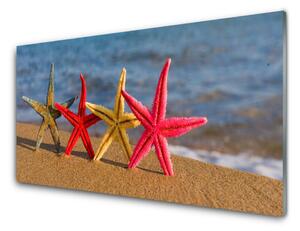 Quadro su vetro Arte della stella marina in spiaggia 100x50 cm
