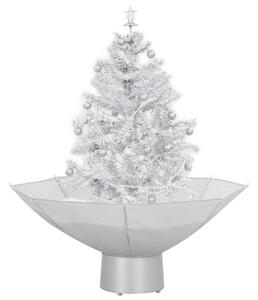 Albero di Natale con Neve e Base a Ombrellone Bianco 75 cm