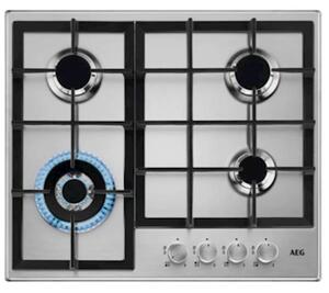 Piano cottura gas acciaio inox grigio AEG HGB64400SM 949640849