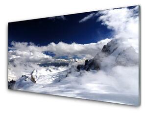 Quadro in vetro Paesaggio della montagna di nuvole 100x50 cm
