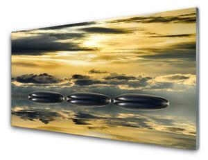 Quadro in vetro Pietre d'acqua 100x50 cm 2 appendini