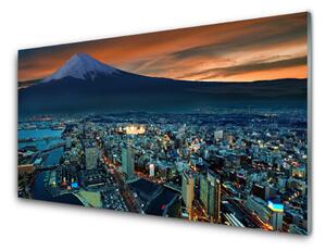 Quadro su vetro Città Case di montagna 100x50 cm 2 appendini