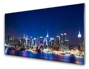 Quadro su vetro acrilico Case di città 100x50 cm 2 appendini