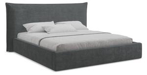 Letto matrimoniale imbottito grigio scuro con contenitore con rete inclusa 180x200 cm Esala – Makamii