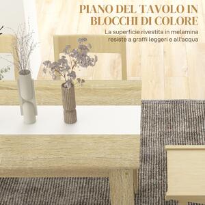 HOMCOM Tavolo da Pranzo Moderno per 6 Persone max, in Truciolato, 140x89.5x75 cm, Bianco e color Rovere