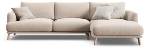 Divano angolare beige (con penisola a destra/con chaise lounge) con rivestimento in velluto Naomi – Micadoni