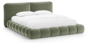 Letto matrimoniale imbottito verde con contenitore con rete inclusa 200x200 cm Solange – Micadoni