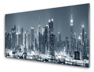 Quadro su vetro acrilico Case di città 100x50 cm 2 appendini