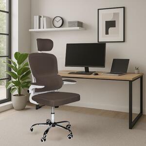 Icon Space Sedia Ergonomica con Ruote Braccioli e Poggiatesta in Tessuto colore Tortora - Vibes
