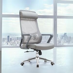 Icon Space Sedia Ergonomica con Ruote Braccioli e Poggiatesta in Tessuto Mesh colore Grigio - Pasco