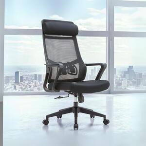 Icon Space Sedia Ergonomica con Ruote Braccioli e Poggiatesta in Tessuto Mesh colore Nero - Pasco