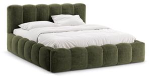 Letto matrimoniale imbottito verde con contenitore con rete inclusa 180x200 cm Lupine – Micadoni