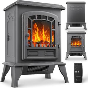 KESSER® Camino elettrico con ventilatore e telecomando 2000W Camino elettrico Riscaldatore elettrico a LED Camino a effetto camino Stufa a effetto fiamma Stufa a basso rumore regolabile