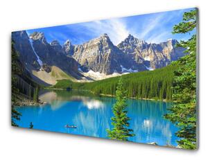 Pannello rivestimento parete cucina Paesaggio della foresta di montagna del lago 100x50 cm