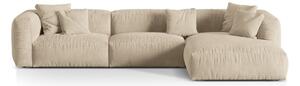Divano angolare componibile beige (con penisola a destra/con chaise lounge) con rivestimento in velluto Martina – Micadoni