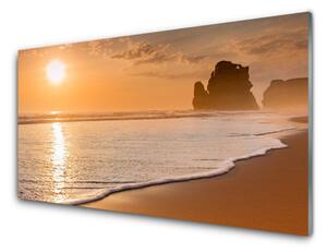 Quadro su vetro Mare spiaggia sole paesaggio 100x50 cm 2 appendini