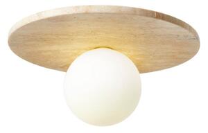 Plafoniera beige in pietra con paralume in vetro ø 12 cm Hilde – Opviq lights