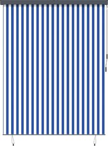 Tenda a rullo a righe blu e bianche 200 x 250 cm Tessuto e alluminio